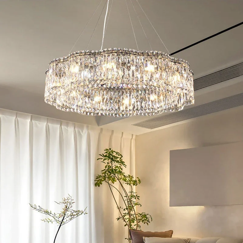 

2024 New Modern Crystal Lamp Luxury Home Decor Bedroom Dining Living Room Ceiling Chandeliers Double Layer Led Pendant Lights