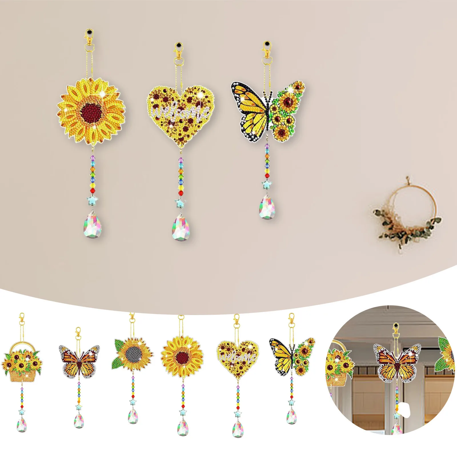 

DIY Butterflies Sun Catcher Wind Chimes Crystal Wind Chime Kit Car Hanging Ornament Crafts For Home Window Decor Party Supplies