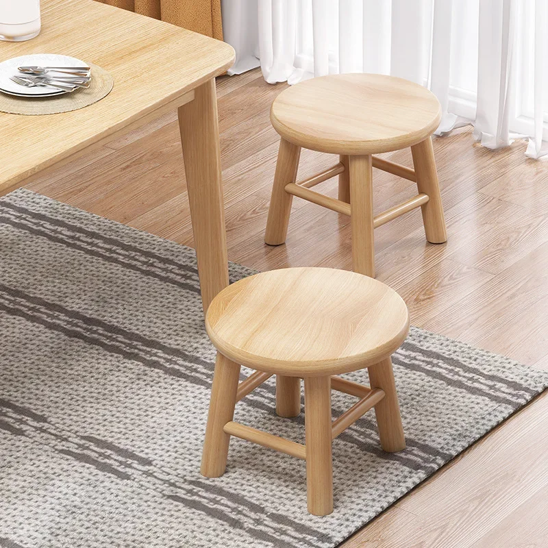 

Household Solid Wood Thickened Small Round Stool, Living Room Oak Stool,Stacked Square Stool, Non-Slip Durable Bench, Furniture