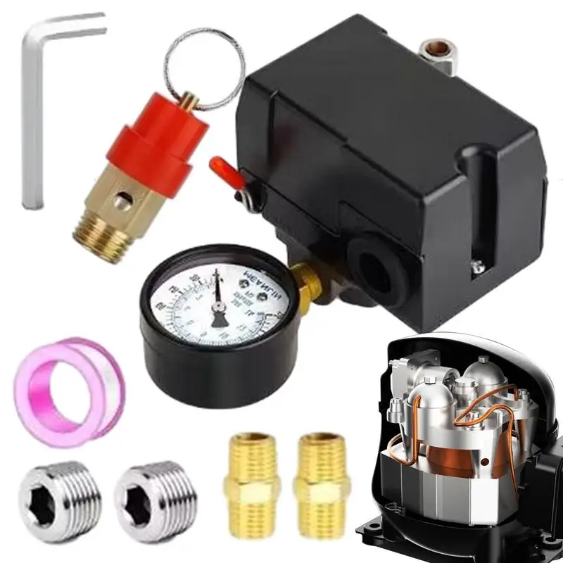 

Air Compressor Pressure Switch Single Port Switch Control Valve Pressure Control Switch Air Compressor Parts 90-120 PSI Pressure