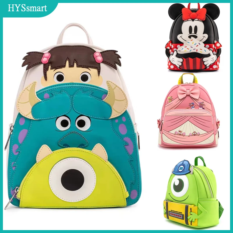 

New Disney Mickey Mouse Cinderella Stitch Pu Leather Women Backpack Stitch Cartoon Chocolate Mickey Oy Story 3 Alien Bag Gifts