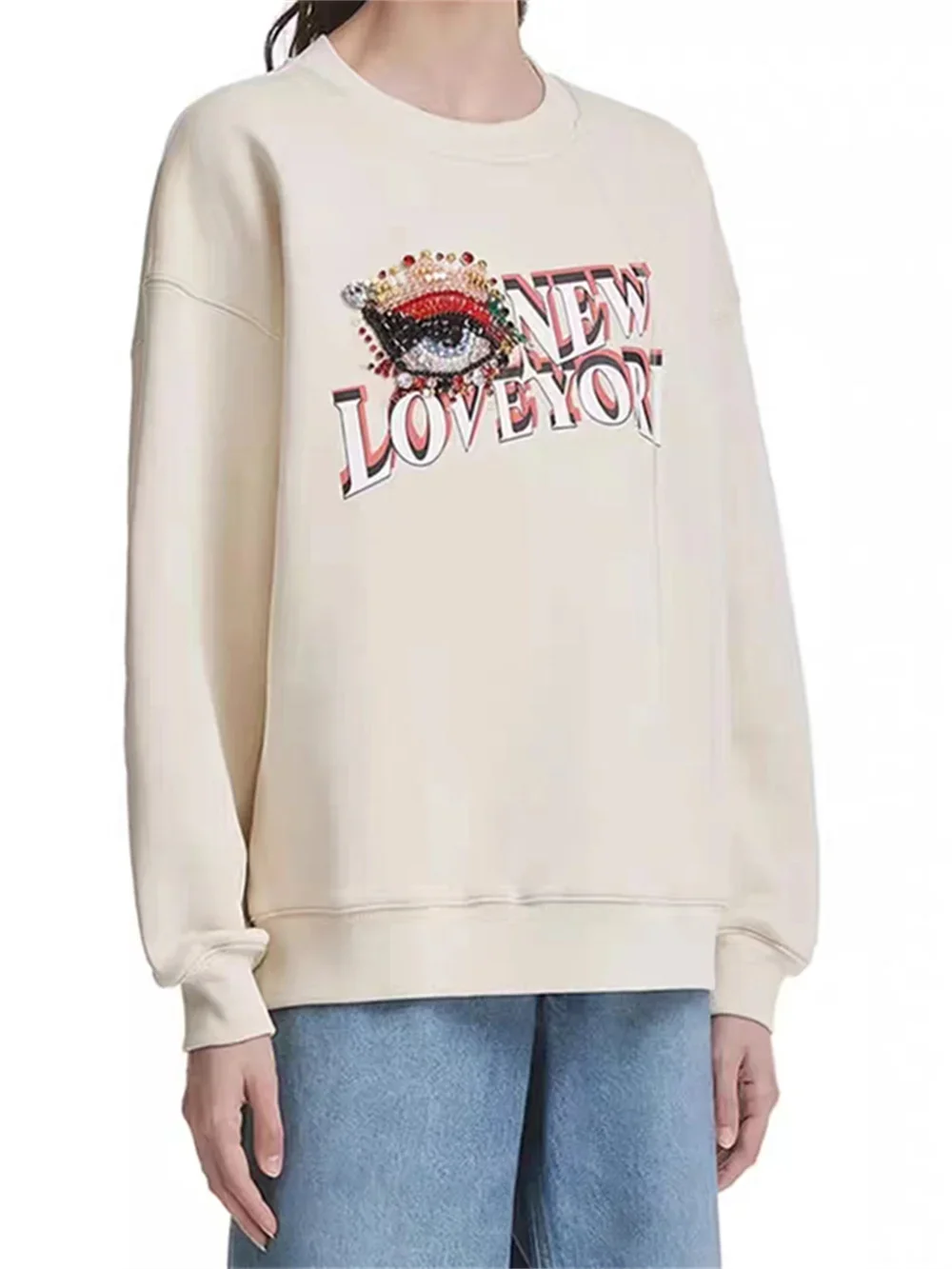 Sweatshirt for Women 2023 New Diamond Design Letter Print Round-Neck Loose Casual Long Sleeve Pullover
Sweatshirt for Women 2023 New Diamond Design Letter Print Round-Neck Loose Casual Long Sleeve Pullover