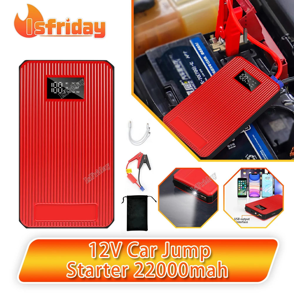 12V Car Jump Starter 22000mAh Power Bank Auto Starting Device 600A Car Battery Booster Emergency Buster Jump Start Cable
12V Car Jump Starter 22000mAh Power Bank Auto Starting Device 600A Car Battery Booster Emergency Buster Jump Start Cable