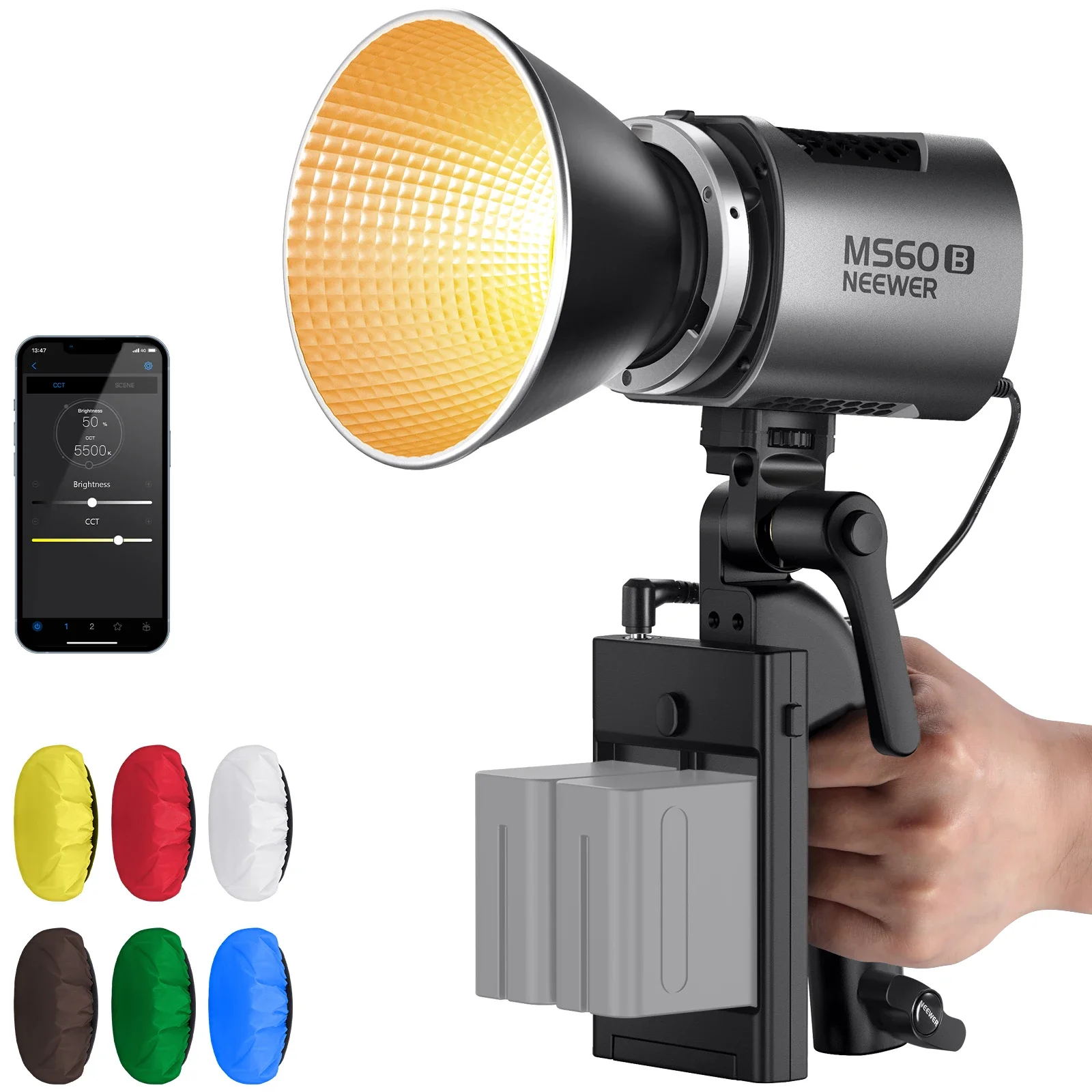 NEEWER MS60B видеопроектор с 6 цветными диффузорами, 65 Вт Mini COB 2,4G/APP управление, двухцветный 2700K-6500K непрерывный выход
NEEWER MS60B видеопроектор с 6 цветными диффузорами, 65 Вт Mini COB 2,4G/APP управление, двухцветный 2700K-6500K непрерывный выход