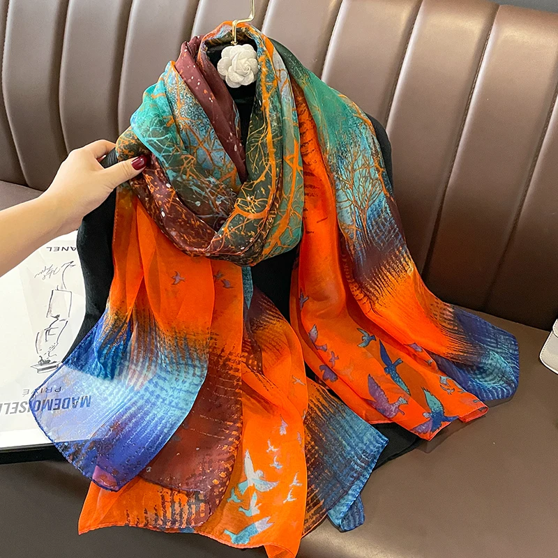 Spring Summer Women Travel Sun Resistance Bole Printed Shawl Thin Soft Long Silk Foulard Gauzy Chiffon Scarf
Spring Summer Women Travel Sun Resistance Bole Printed Shawl Thin Soft Long Silk Foulard Gauzy Chiffon Scarf