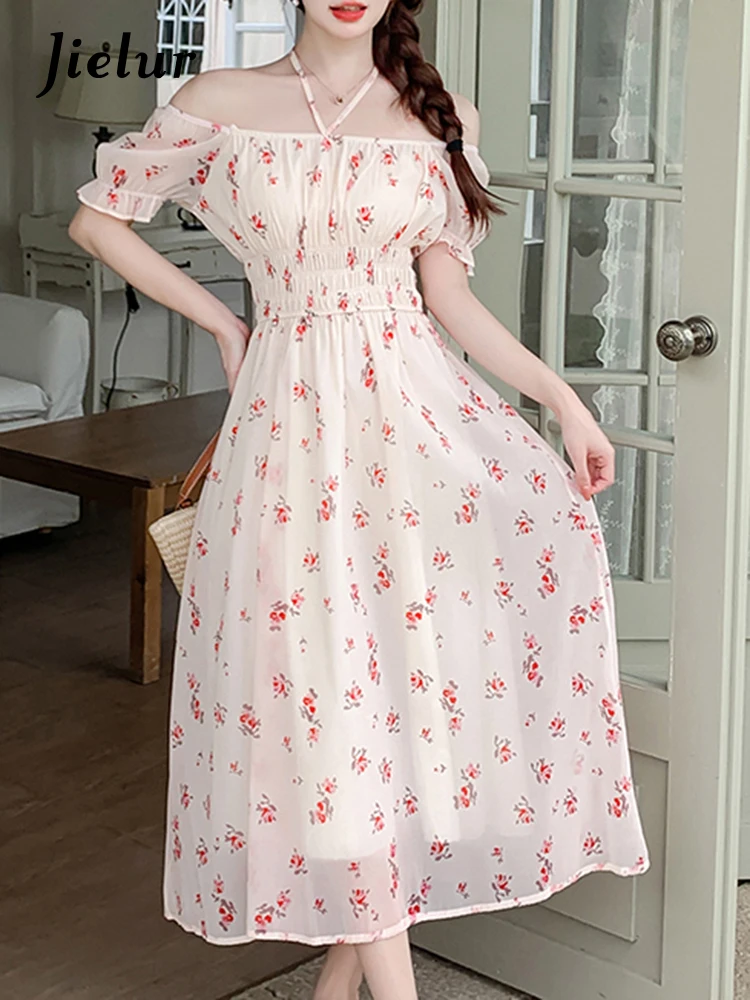 Jielur New Women's Square Neck Floral Dress Summer French Retro Lady Short Sleeve Chiffon Dress Fashion Lace Up A-line Dresses
Jielur New Women's Square Neck Floral Dress Summer French Retro Lady Short Sleeve Chiffon Dress Fashion Lace Up A-line Dresses