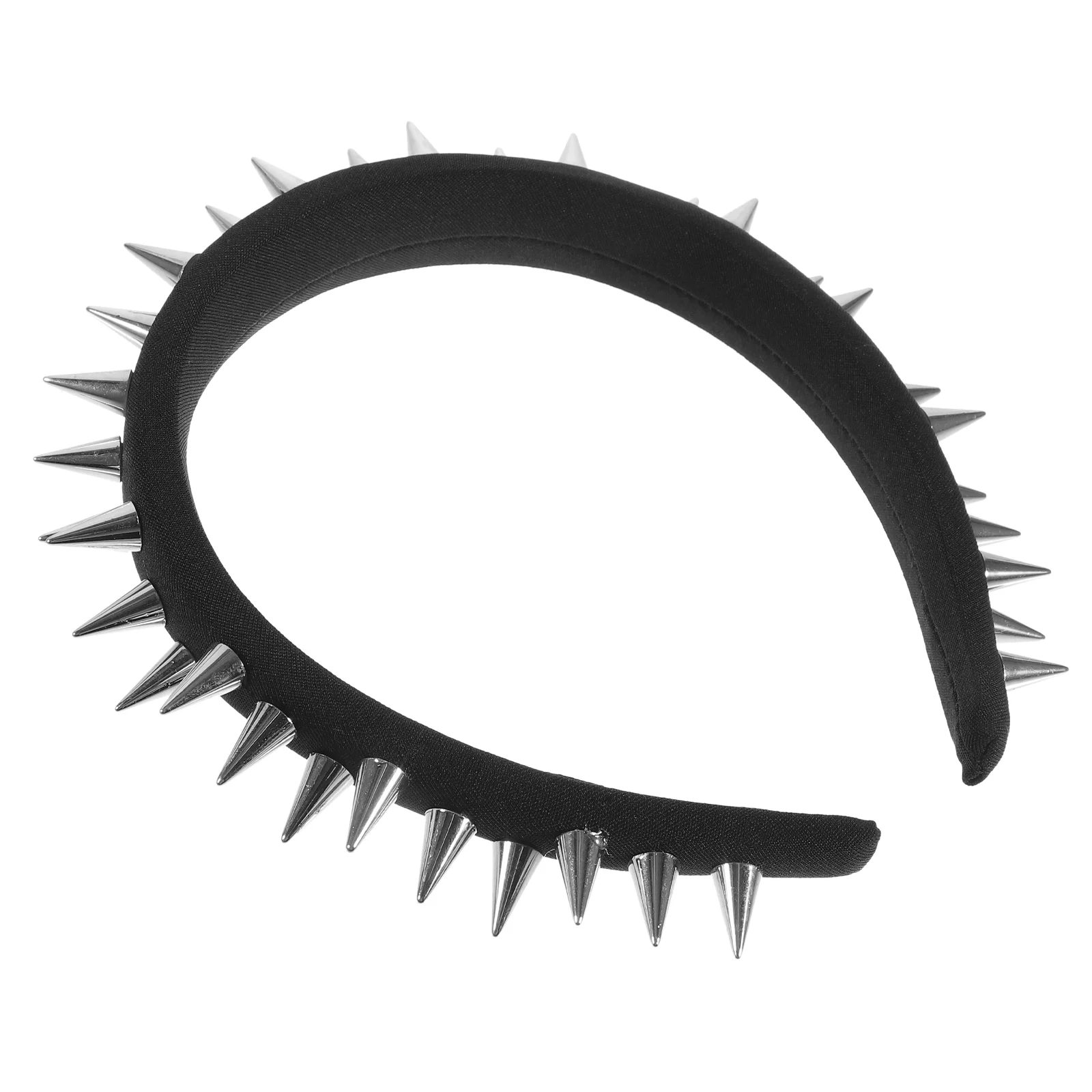 

Studded Black Headband Thin Fashion Headbands for Women Pointy Fabric Embellished Halloween Miss Punk Headpiece