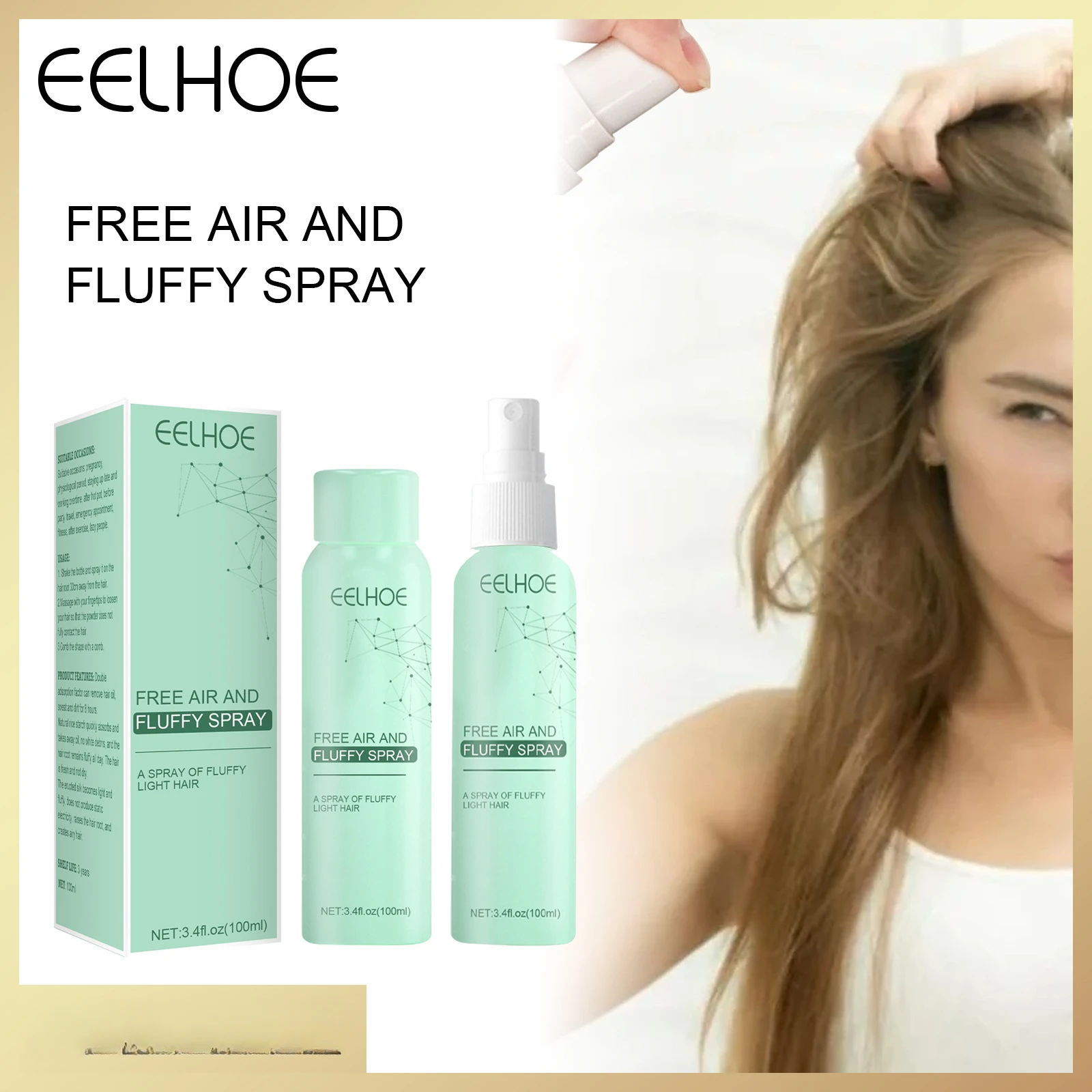 Eelhoe Wash-Free Dry Hair Spray Air Fluffy Feeling Oil-Removing Head Dry Hair Volume Wash-Free Head Lazy Dry Hair Agent 100ml
Eelhoe Wash-Free Dry Hair Spray Air Fluffy Feeling Oil-Removing Head Dry Hair Volume Wash-Free Head Lazy Dry Hair Agent 100ml