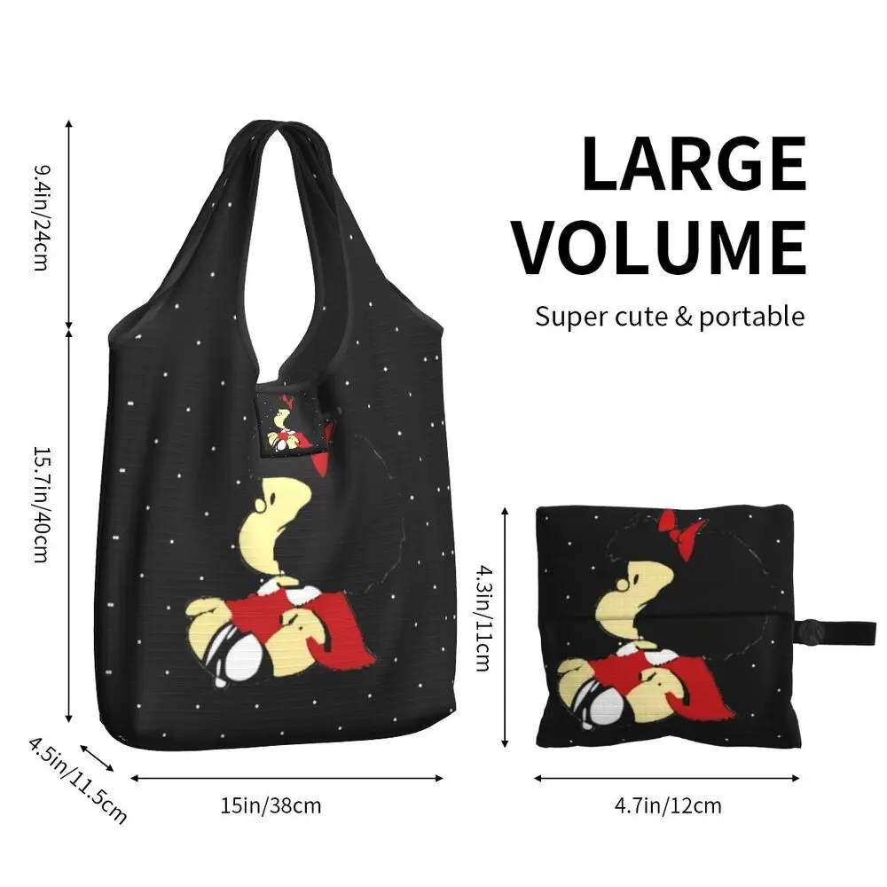 Custom Vintage Mafalda Manga Grocery Shopping Bag 124 S95634b6df6e44564aef5d8cf7db2b1b7e