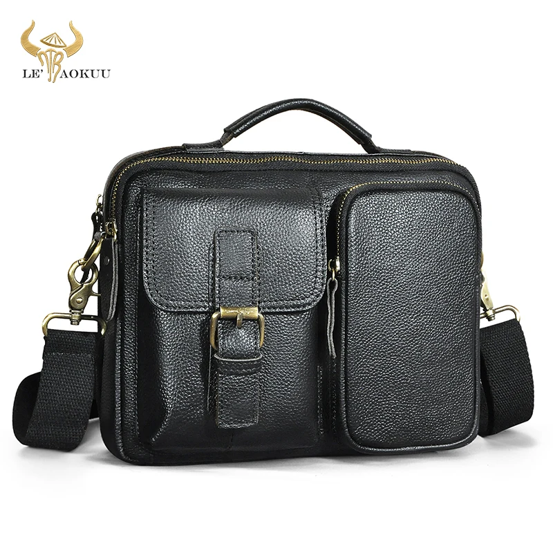 

Новая плотная кожаная мужская модная дизайнерская сумка через плечо, мессенджер из натуральной кожи, тоут на плечо для планшета 9 дюймов, мужской чемоданчик, 036