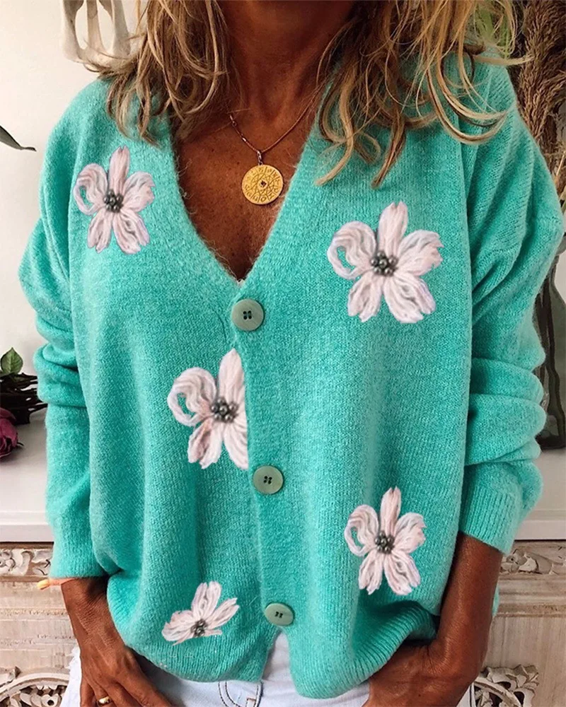2024 New Fall and Winter Ladies Europe Cashmere Longsleeve V-neck Hook Flower Knitted Cardigan Sweater Jacket Female Thickening 
2024 New Fall and Winter Ladies Europe Cashmere Longsleeve V-neck Hook Flower Knitted Cardigan Sweater Jacket Female Thickening