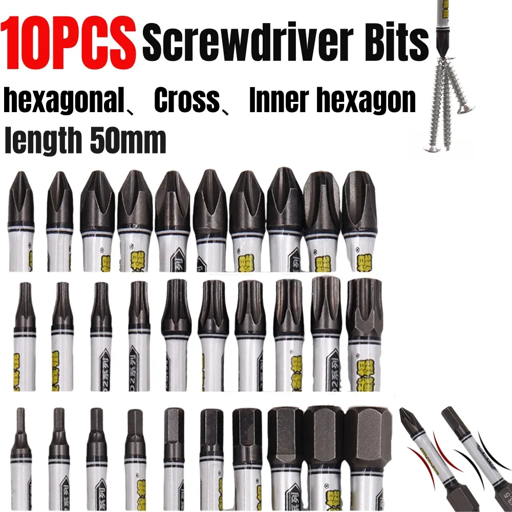 10pcs Special-shaped Screwdriver Bits Set Length 50mm Hexagonal Cross Inner Hexagon Multifunctional Screwdriver Bit Hand Tool
10pcs Special-shaped Screwdriver Bits Set Length 50mm Hexagonal Cross Inner Hexagon Multifunctional Screwdriver Bit Hand Tool