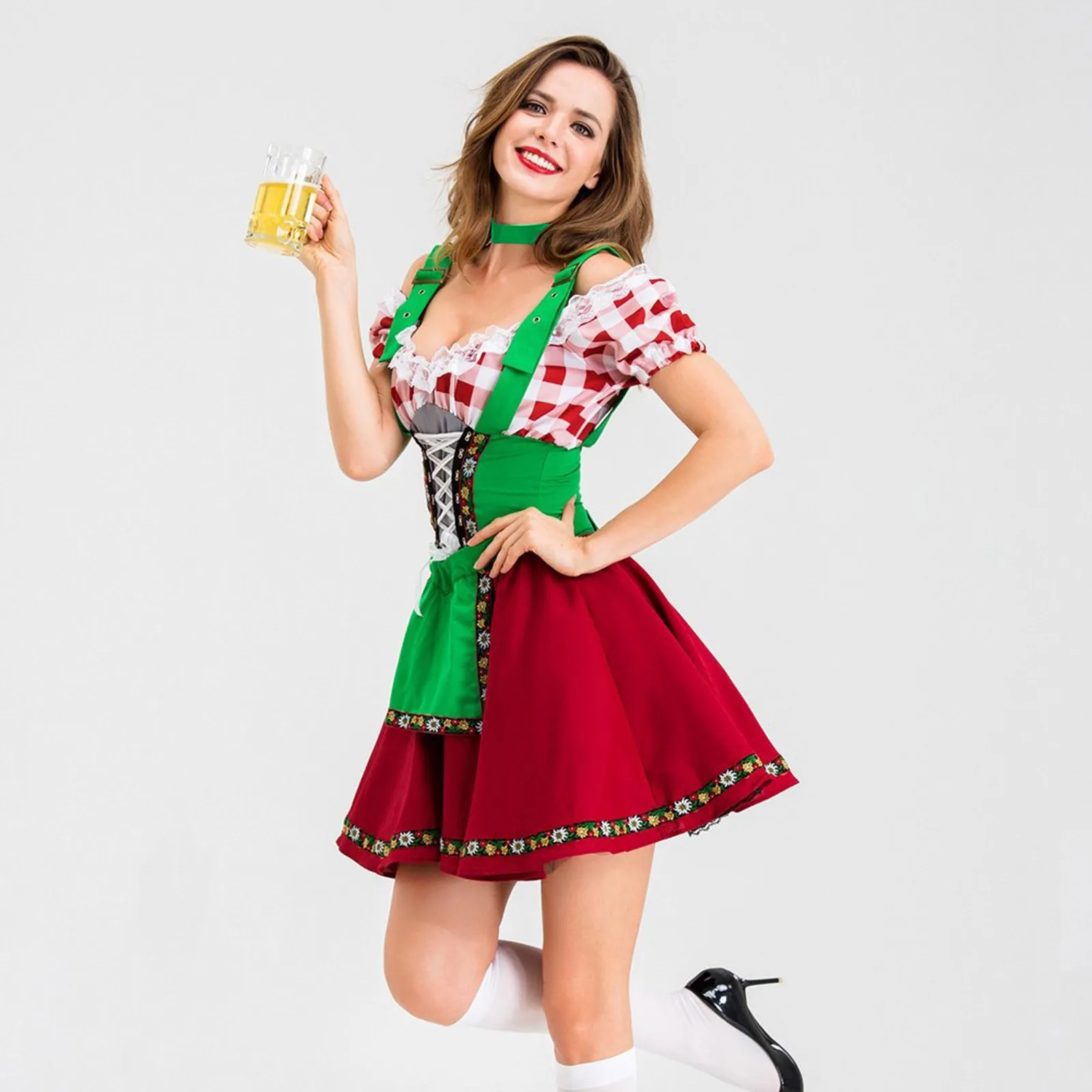 

Women's Traditional German Dirndl Dress 3 Pieces Oktoberfest Costumes Cosplay Carnival Halloween Fancy Party Dress With Apron