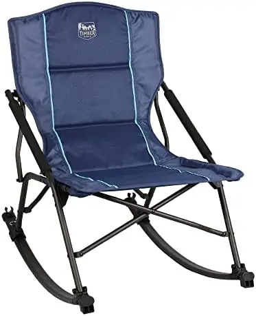 

Кресло-качалка для кемпинга с жесткими подлокотниками, портативный уличный рокер для сада, газона, поддерживает до 250 фунтов, синее кресло