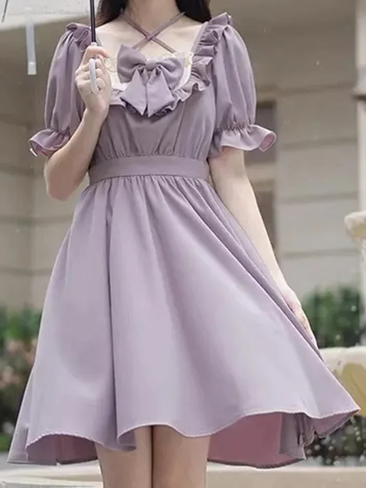 Sweet Kawaii Lolita Dress Women Japanese Cute Ruffles Wrap Puff Sleeve Halter Short Dresses 2022 Summer Bow Soft Girls
Sweet Kawaii Lolita Dress Women Japanese Cute Ruffles Wrap Puff Sleeve Halter Short Dresses 2022 Summer Bow Soft Girls