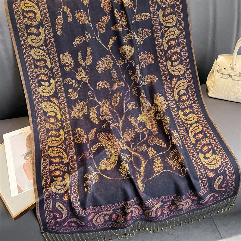 Luxury Pashmina Silk Scarf Shawl Wrap Paisley Jacquard Flowers Borders Layers Reversible Classic Tassels For Women 70X190cm 51 Mallzona S956bb12a7cf64683a44ca836ce4aae5aZ Luxury Pashmina Silk Scarf Shawl Wrap Paisley Jacquard Flowers Borders Layers Reversible Classic Tassels For Women 70X190cm Mallzona