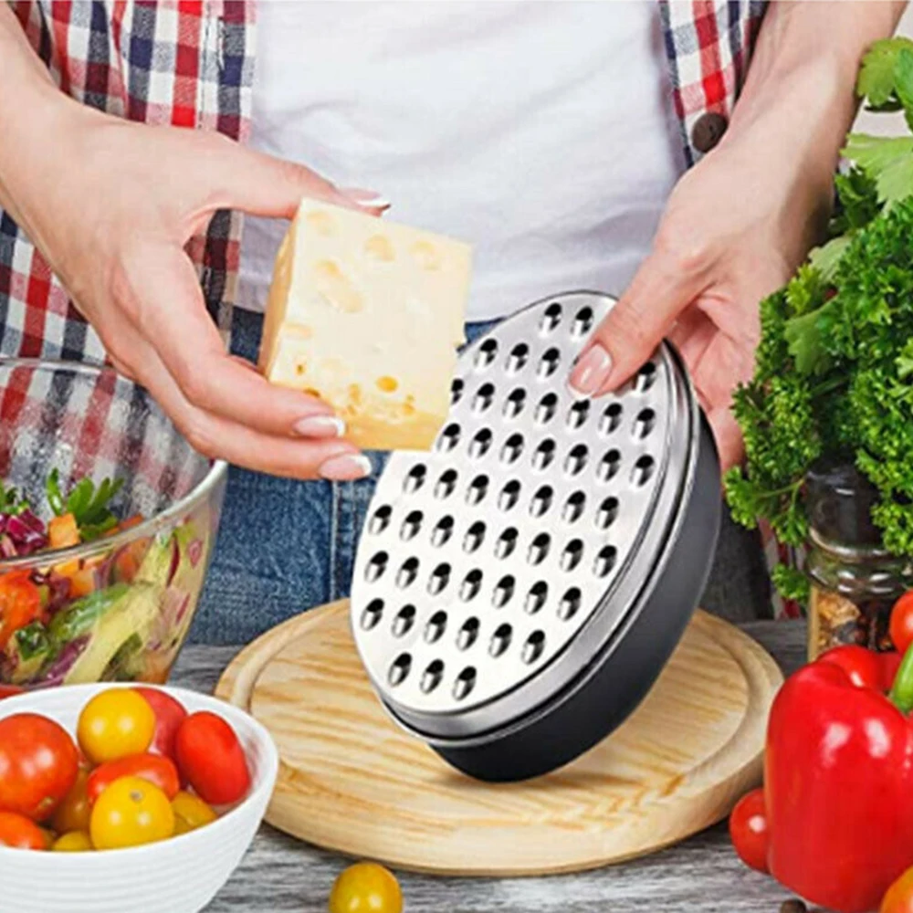 Stainless Steel Cheese Grater With Container Store Two-Sided Fruit Vegetable Slicer Tool Manual Home Kitchen Accessories Gadget
Stainless Steel Cheese Grater With Container Store Two-Sided Fruit Vegetable Slicer Tool Manual Home Kitchen Accessories Gadget
