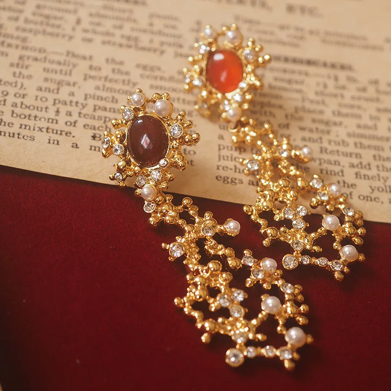 

Simple Fashion 18K Gold Plated Vintage Ocean Style Gemstone Earrings