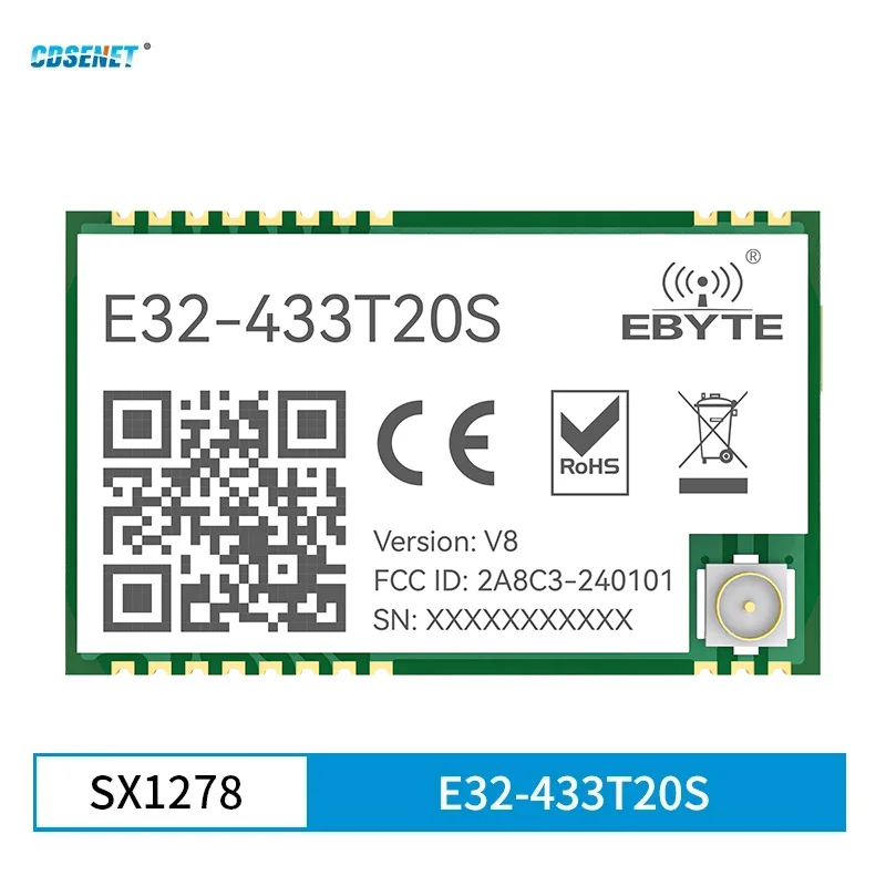 CDSENET беспроводной LoRa модуль Watchdog E32-433T20S-V8.0 433 МГц IPEX/Печать отверстие 20 дБм 5 км SMD применяется для умного дома IoT
CDSENET беспроводной LoRa модуль Watchdog E32-433T20S-V8.0 433 МГц IPEX/Печать отверстие 20 дБм 5 км SMD применяется для умного дома IoT
