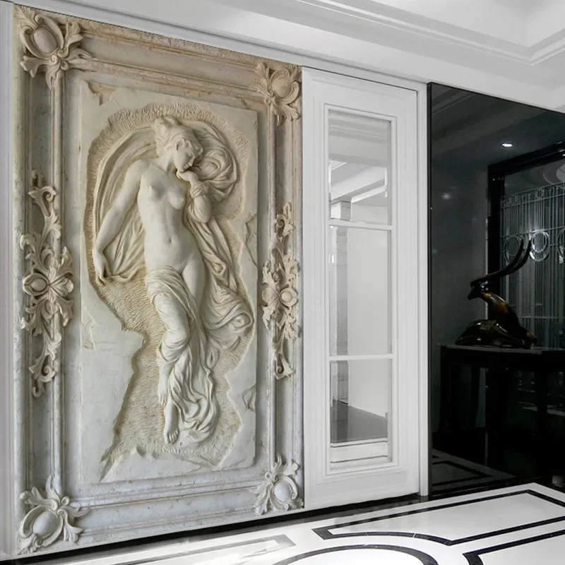 

Customized 3D Stereoscopic Relief Angel Nude Statue Mural Wallpaper Entrance Hallway Corridor Backdrop Wallpaper Wall Covering