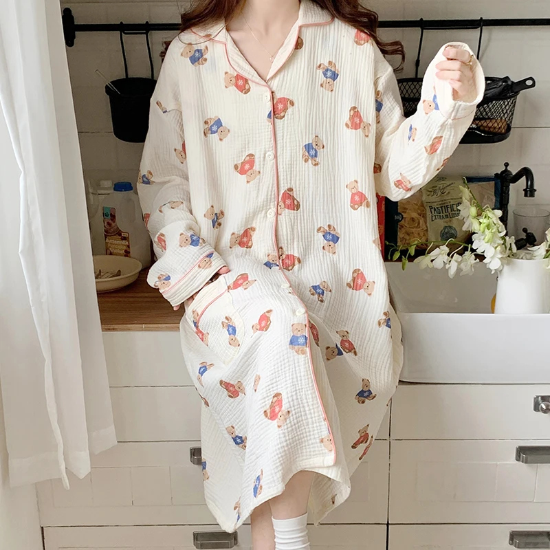 

100% Cotton Double Gauze Maternity Nursing Robes Breastfeeding Sleepwear for Pregnant Women Youth Pregnancy loungewear Hospital