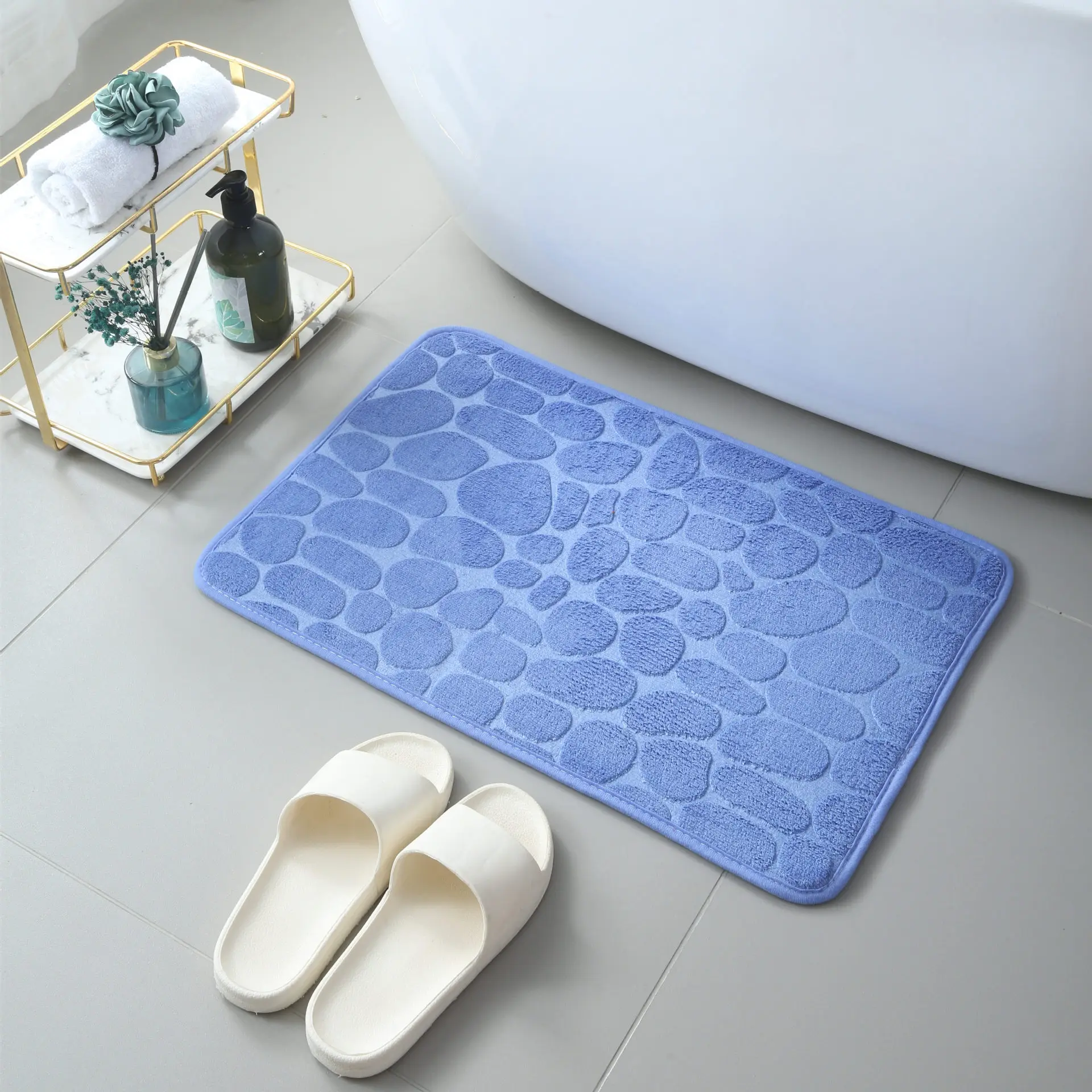 

Cobblestone Embossed Bathroom Bath Mat Non-slip Carpets In Wash Basin Bathtub Side Floor Rug Shower Room Doormat Memory Foam Pad