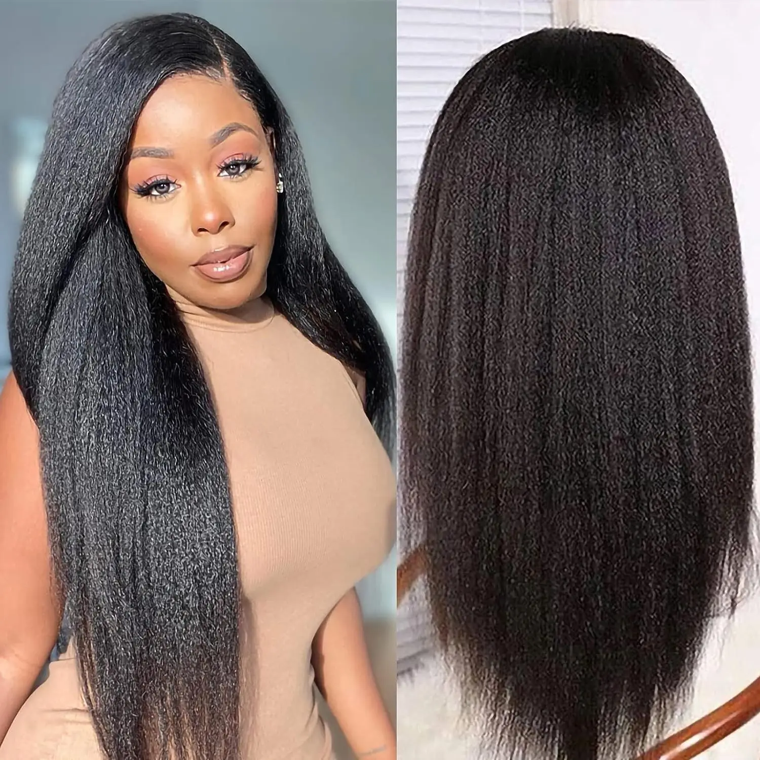 13x4 HD Lace Kinky Straight Human Hair Wig Yaki Straight Pre Plucked With Baby Hair 180% Density Kinky Straight Lace Front Wigs
13x4 HD Lace Kinky Straight Human Hair Wig Yaki Straight Pre Plucked With Baby Hair 180% Density Kinky Straight Lace Front Wigs