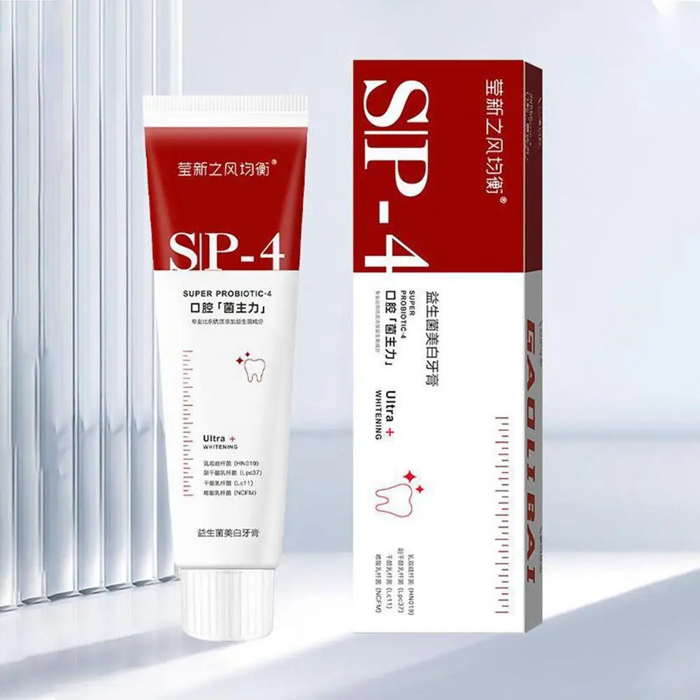 Probiotic Toothpaste Sp-4 Brightening Whitening Toothpaste Protect Gums Fresh Breath Mouth Teeth Cleaning Health Tooth Care 120g
Probiotic Toothpaste Sp-4 Brightening Whitening Toothpaste Protect Gums Fresh Breath Mouth Teeth Cleaning Health Tooth Care 120g