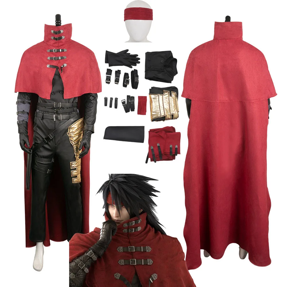 

Cid Aerith Vincent Valentine Cosplay Costume Final Fantasy FF7 Cloak Full Outfits For Adult Men Male Boy Halloween Carnival Suit