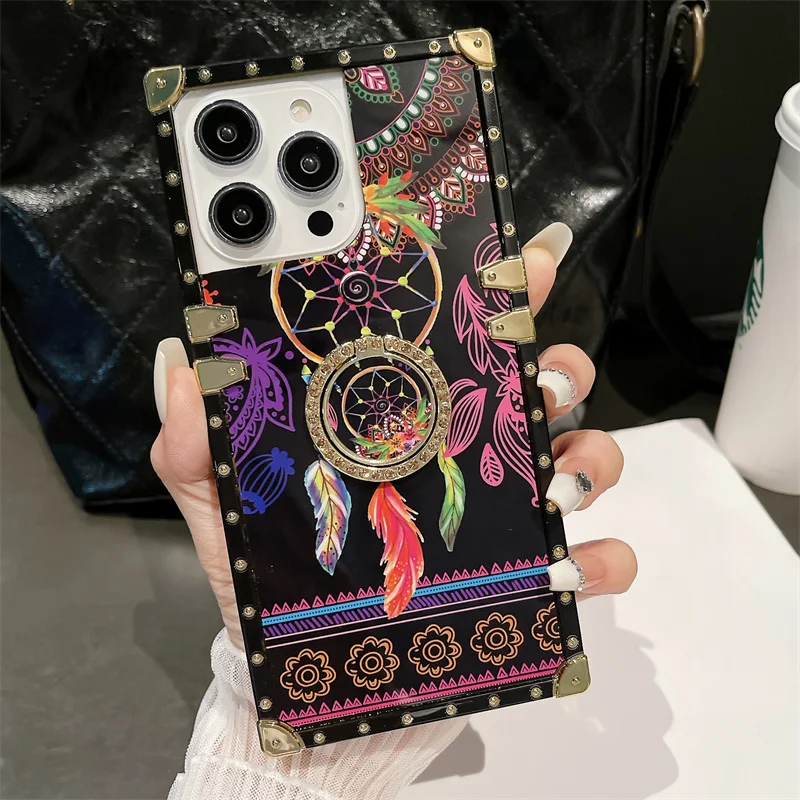For iPhone 14 13 12 11 Pro Max 7 8 Plus Dream Catcher windbell Indian patterned Back Case Retro Bling Shockproof Cover With Ring
For iPhone 14 13 12 11 Pro Max 7 8 Plus Dream Catcher windbell Indian patterned Back Case Retro Bling Shockproof Cover With Ring