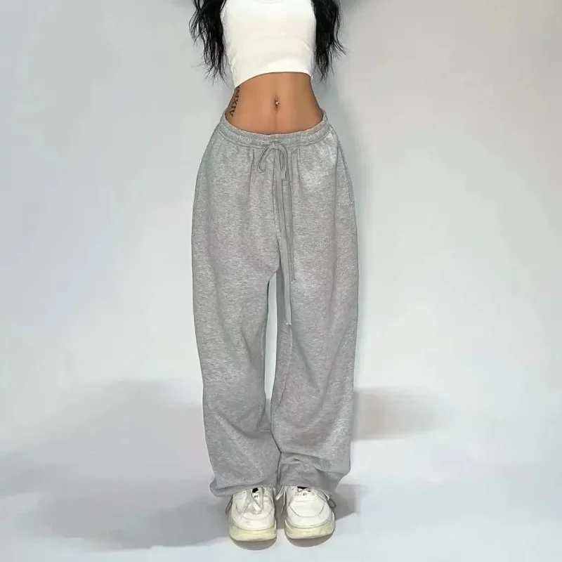 

Casual Black Sweatpants Women Wide Leg Black Joggers Classic Baggy Streetwear Female Oversized Sports Trousers All-match