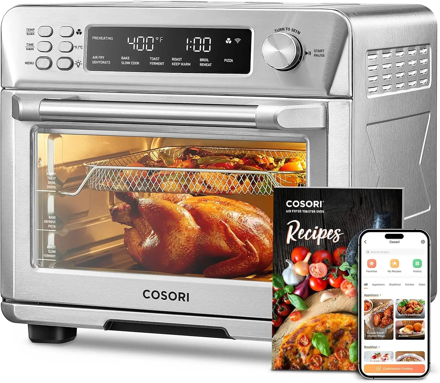 

COSORI Smart 12-in-1 Air Fryer Toaster Oven Combo Airfryer Convection Oven Countertop Bake Roast Reheat Broiler Dehydrate