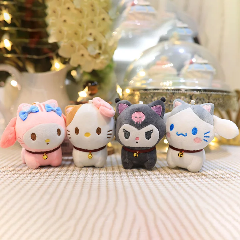 

Бесплатная доставка, плюшевый брелок Sanrio Kawaii Hello Kitty Kuromi Cinnamoroll My Melody, милые Аниме Мягкие игрушки для детей, подарки для девочек