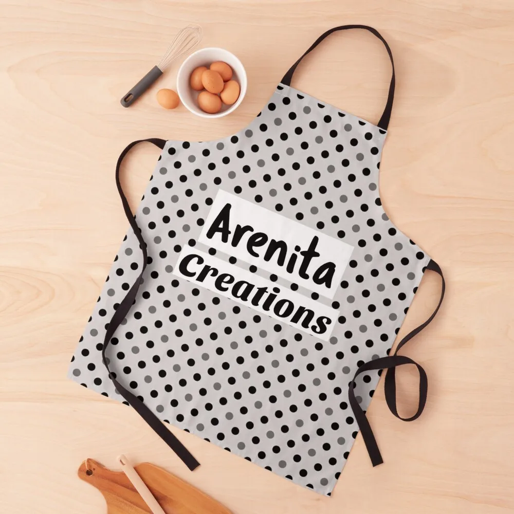 

Arenita Creations black and grey dot with no grey or no background color pattern. Apron kitchen and home Apron