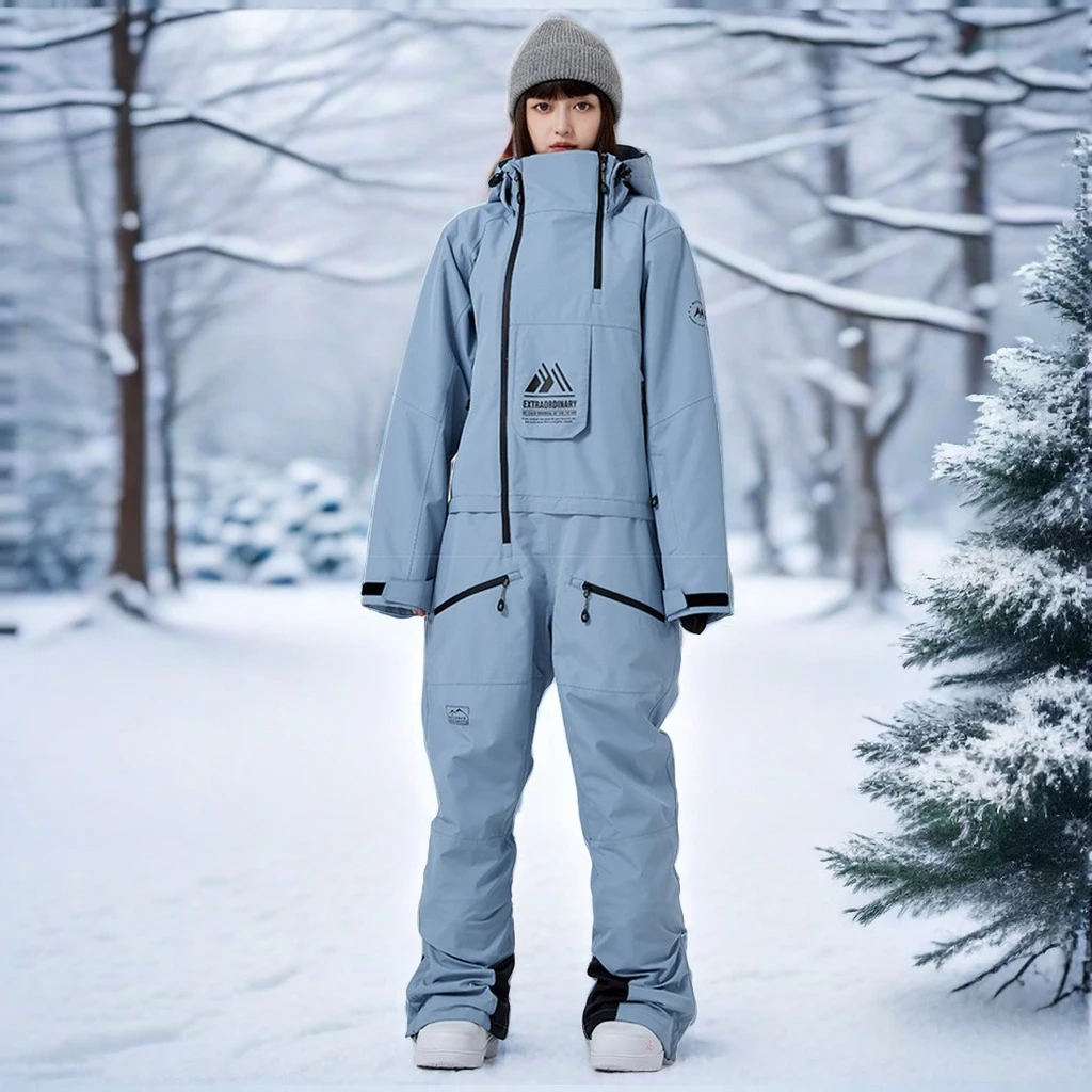 

2024 Winter Skiing Suites Men Baggy Snow Clothes Ladies Windproof Ski Overalls Couple Warm Jumpsuits Snowboarding Tracksuit Set