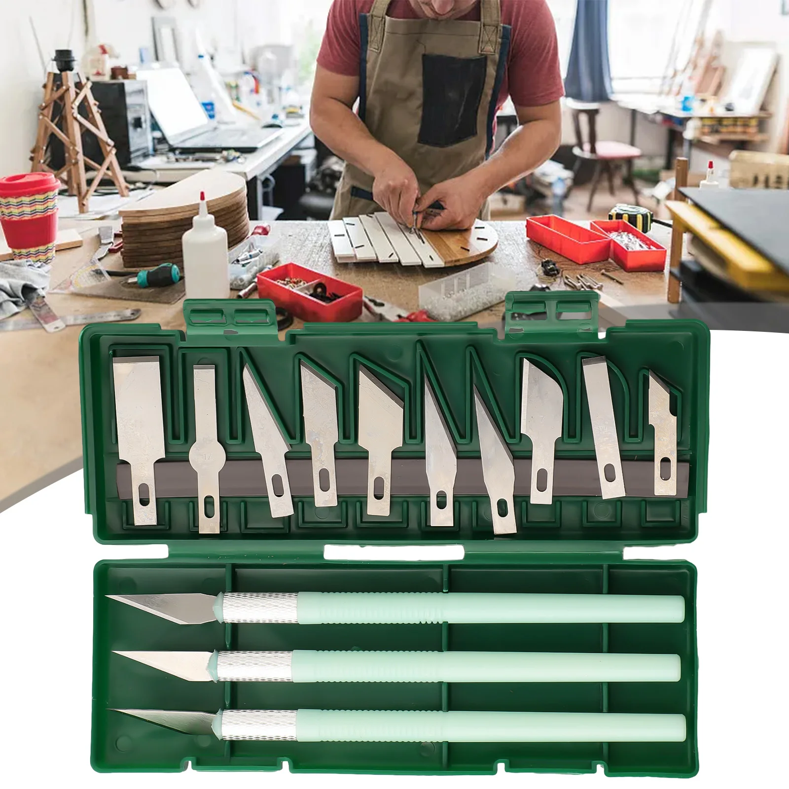 13Pcs/set Art Carving Cutter With Box Paper Cutter Metal Blade Wood Carving Blade Replacement Operation-Scalpel
13Pcs/set Art Carving Cutter With Box Paper Cutter Metal Blade Wood Carving Blade Replacement Operation-Scalpel