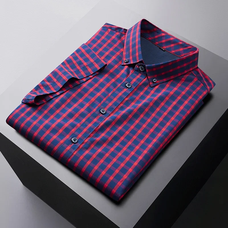 

New Arrival Fashion Summer Shirts High Quality Male Plaid Formal Casual Men Short Sleeve Super Large Plus Size M-6XL 7XL 8XL