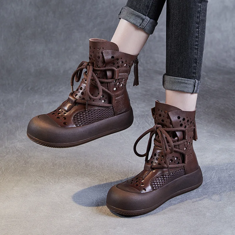 2024 trendy genuine leather carved women's boots, breathable cowhide cool boots, thick soled casual hole short boots
2024 trendy genuine leather carved women's boots, breathable cowhide cool boots, thick soled casual hole short boots