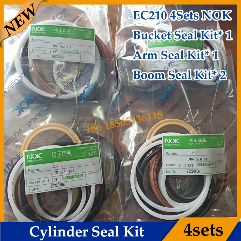 

4Sets E210 EC210B EC210BLC Boom Bucket Arm Cylinder Seal Kit for EC210 Excavator Hydraulic Parts Repair Oil Seal