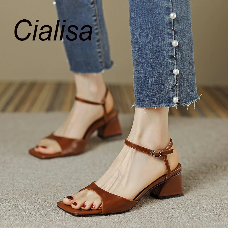 Cialisa Open-Toed Women Shoes 2023 Summer Concise Real Leather Sandal Casual High Heels Handmade Buckle Strap Lady Sandal Brown
Cialisa Open-Toed Women Shoes 2023 Summer Concise Real Leather Sandal Casual High Heels Handmade Buckle Strap Lady Sandal Brown