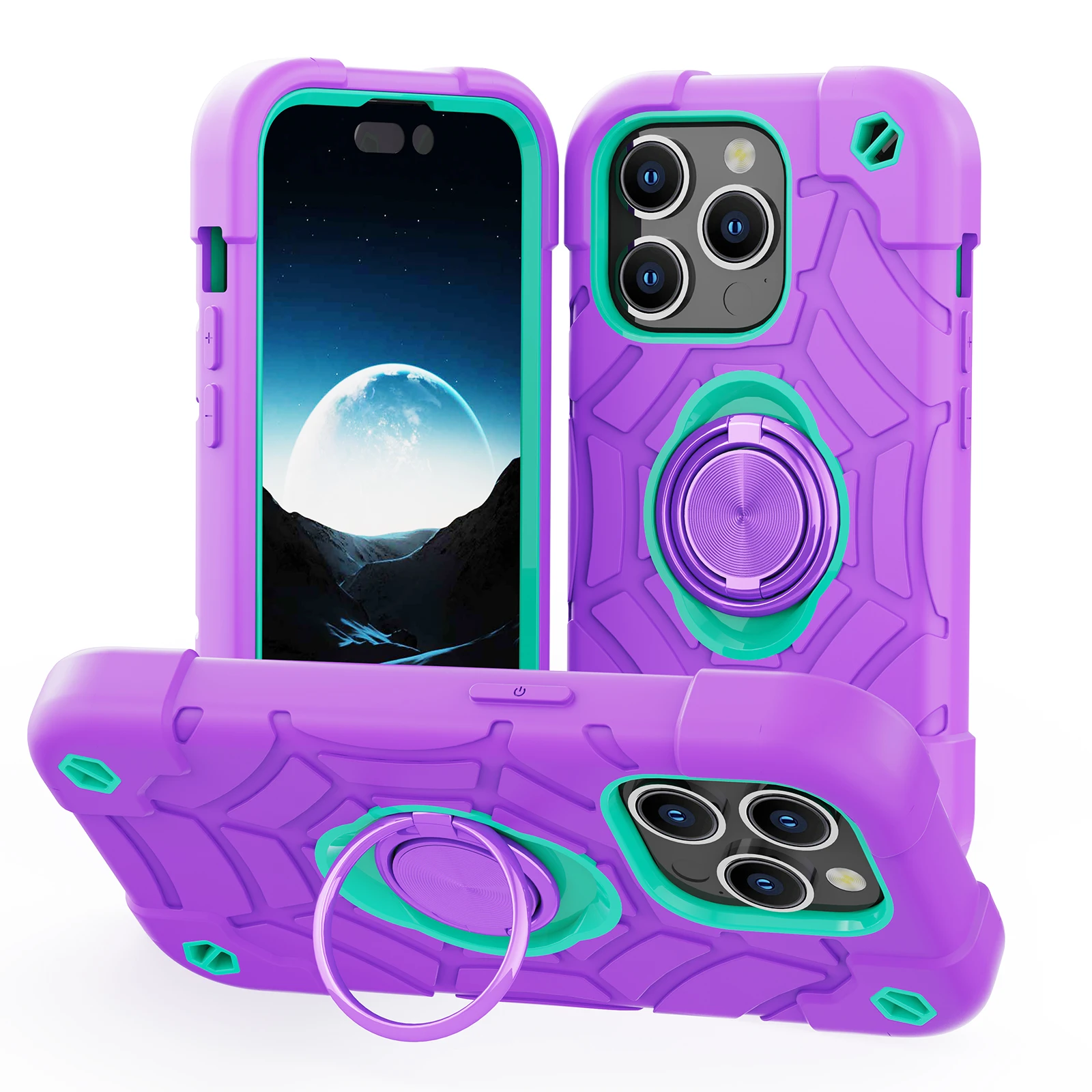 

For iPhone 15 Pro MAX Case Armor Magnetic For iPhone 15 Plus 14 Ring Kickstand Shockproof Hard PC Silicon Hybrid Rugged Cover