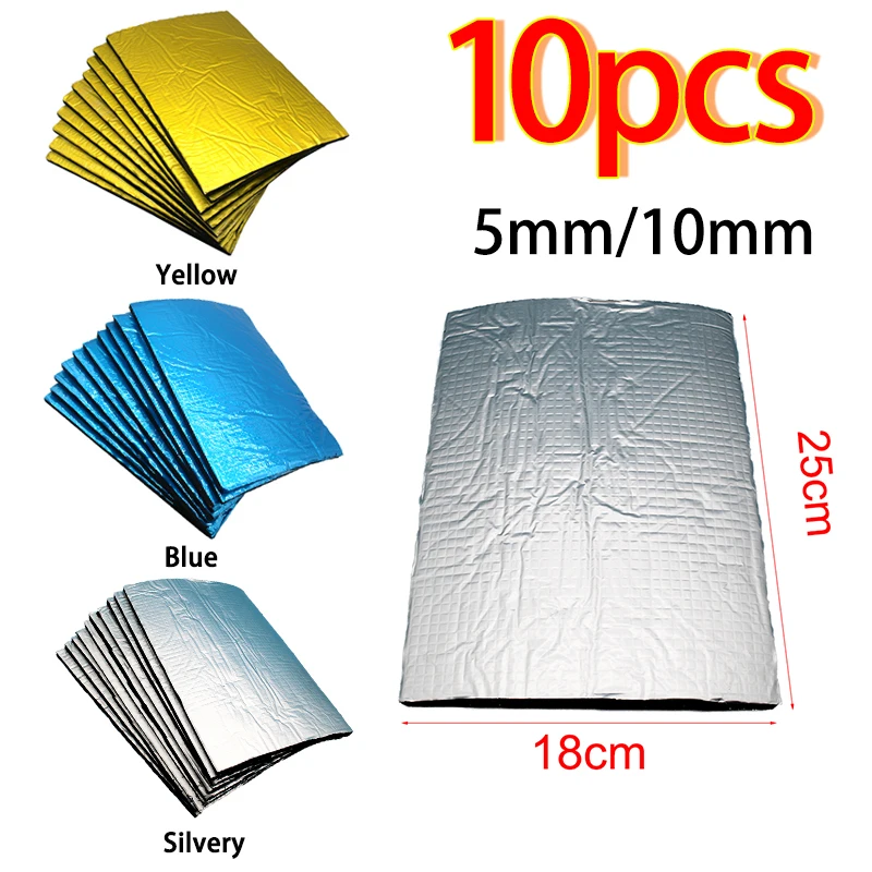 10pcs 25cmx18cm Sound Deadener Heat Insulation Mat Thickness 5mm/10mm Paste For Sedans, RVs, Trucks, SUVs, Off-road Vehicles
10pcs 25cmx18cm Sound Deadener Heat Insulation Mat Thickness 5mm/10mm Paste For Sedans, RVs, Trucks, SUVs, Off-road Vehicles