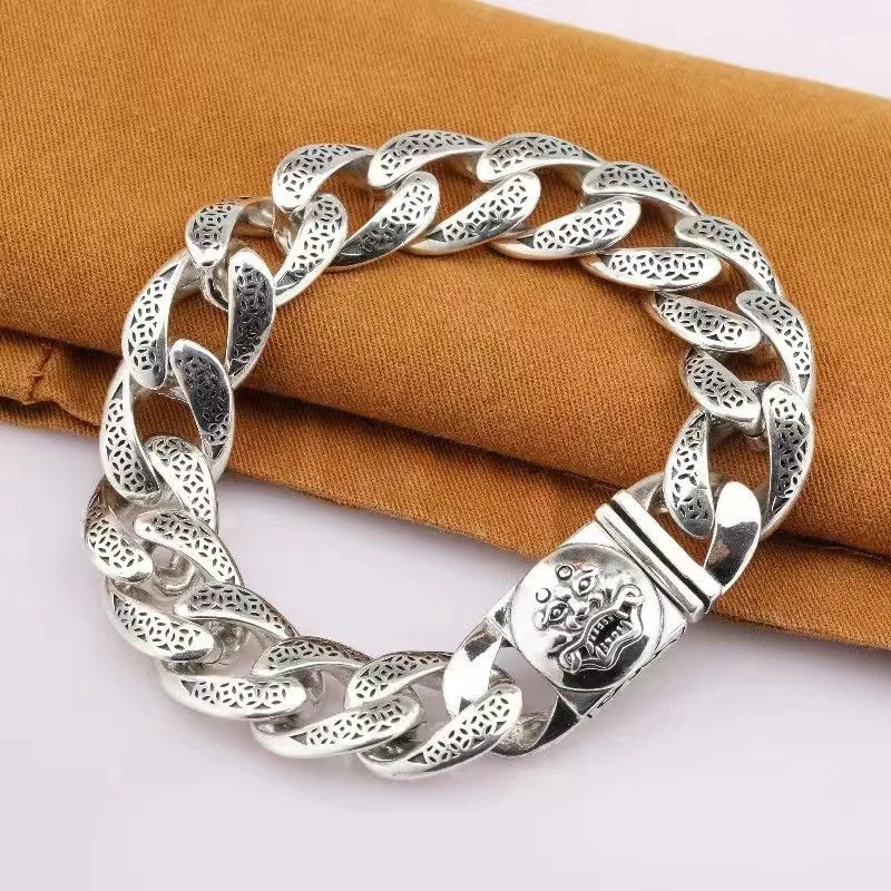 

S925 sterling silver men's personalized domineering retro lion awakening gift for boyfriend high-end luxury bracelet