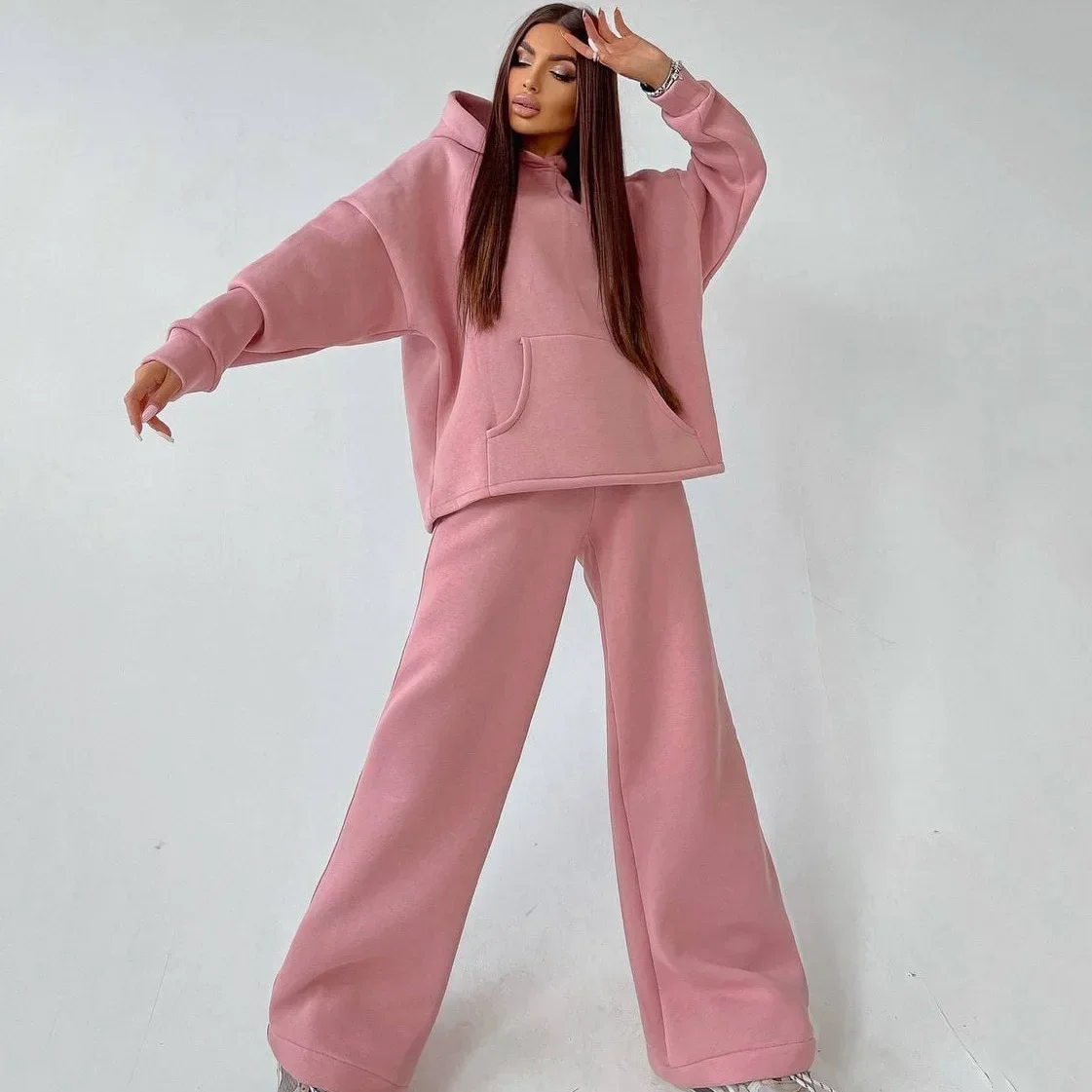 Hooded Pocket Hoodie Women's Set Tracksuit Womens Outfits Spring Autumn Casual Long Sleeved Tops and Wide Leg Pants 2 Piece Sets
Hooded Pocket Hoodie Women's Set Tracksuit Womens Outfits Spring Autumn Casual Long Sleeved Tops and Wide Leg Pants 2 Piece Sets