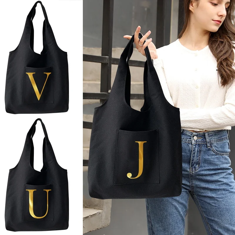 Women Shoulder Bags Reusable Large Capacity Shopping Bag Casual Harajuku Handbags 26 Letter Shopper Canvas Tote Bag Organizer
Women Shoulder Bags Reusable Large Capacity Shopping Bag Casual Harajuku Handbags 26 Letter Shopper Canvas Tote Bag Organizer