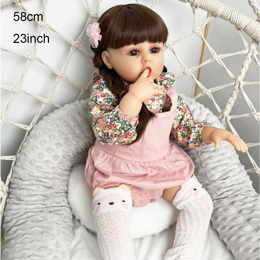 

Кукла-Реборн, 58 см, 23 дюйма, кукла-младенец, настоящая кукла-младенец, мягкая на ощупь, полностью виниловая кукла-тело для девочек, детские игрушки