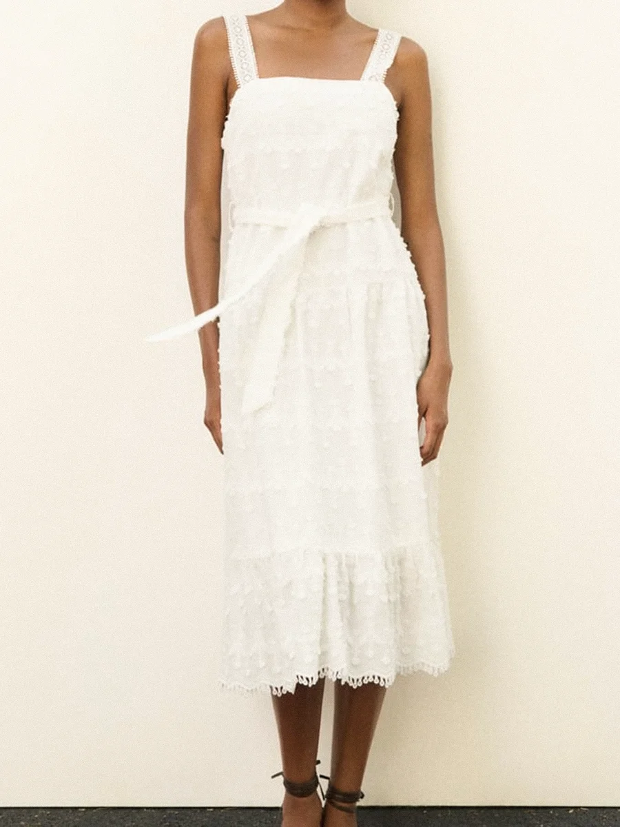 Tassel Embroidery Camis Midi Dress Female Lace Straps Sleeveless Backless Ruffle Women Vestidos Elegant Vintage Chic Lady Dress
Tassel Embroidery Camis Midi Dress Female Lace Straps Sleeveless Backless Ruffle Women Vestidos Elegant Vintage Chic Lady Dress