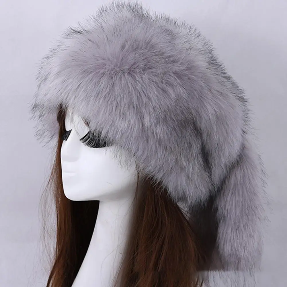 

Cold-resistant Winter Hat Ethnic Style Faux Fur Hat with Tail Women's Winter Warmth in Imitation Fox Rabbit Fur for Cold Weather