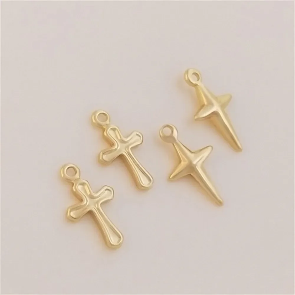 14K Gold Filled Cross Pendant, Extended Chain Tail Chain Charm, Handmade DIY Bracelet, Earrings, Jewelry Accessories K274 
14K Gold Filled Cross Pendant, Extended Chain Tail Chain Charm, Handmade DIY Bracelet, Earrings, Jewelry Accessories K274