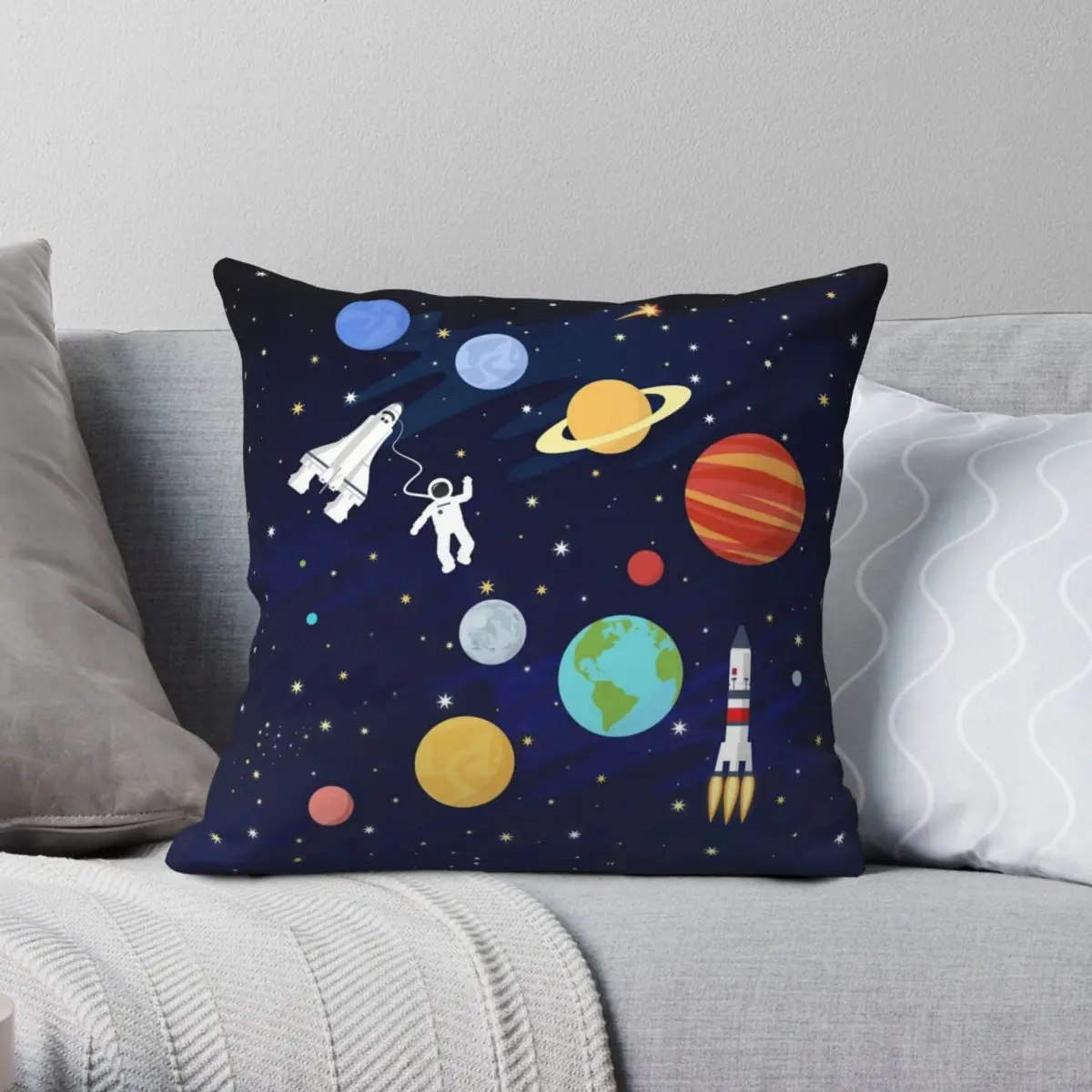 

Наволочка астронавт, Космический Шаттл, Полиэстеровая льняная бархатная декоративная Декоративная Подушка на молнии, чехол для диванной подушки